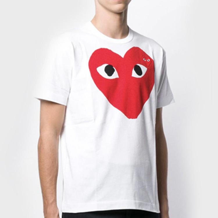 Comme des Garçons PLAY COMME Des GARCONS PLAY Love Printing Casual Short Sleeve White Men's AZT026