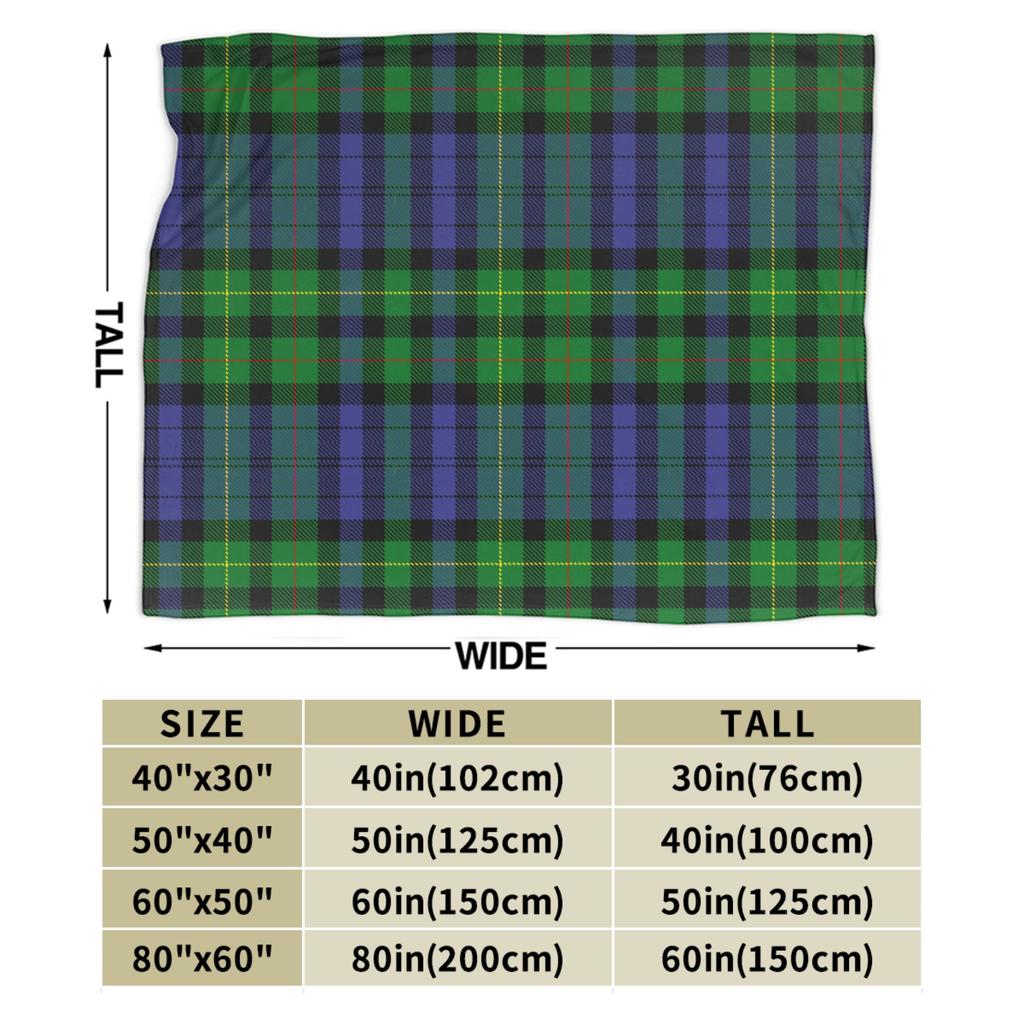 Clan Rollo Blue and Green Tartan Blankets Velvet All Season Plaid Portable Soft Throw Blanket for Home Travel Plush Thin Quilt