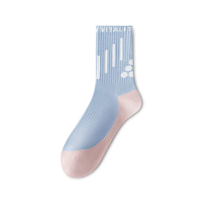 Women's Mid-Calf Cotton Socks - Sweat-Absorbent, Breathable, Casual Sports & Running Socks for Spring/Autumn