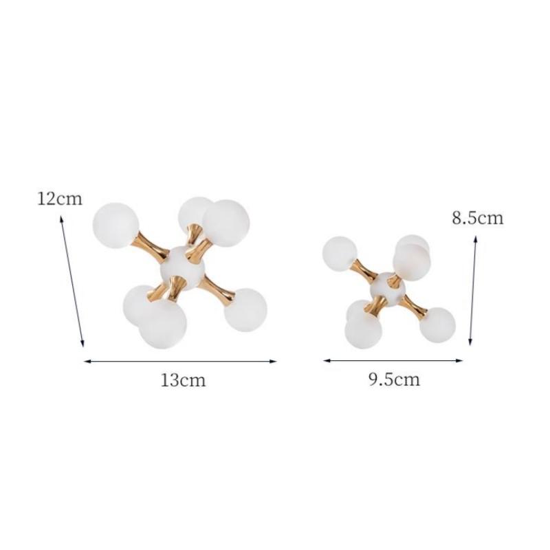 Glass Handicrafts Frosted Crystal Ball Geometric Molecule Cell Ornament Metal Figurine Home Decoration Accessories