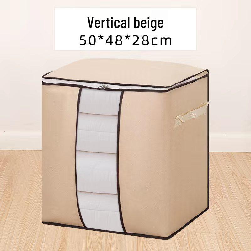 Cotton Quilt and Clothes Organizer Bag with Window, Non-Woven Fabric for Packing and Storage