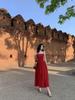 Women's Sexy Backless Red Slip Dress - Perfect for Beach Vacations and Photos