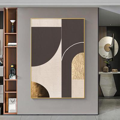 Caffè nero astratto con pittura su tela dorata Poster e stampe moderni nordici Immagine di arte della parete per la decorazione della casa del soggiorno