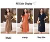 2025 Summer Mid-length V-neck Slimming Cotton Linen Dress for Middle-aged Women