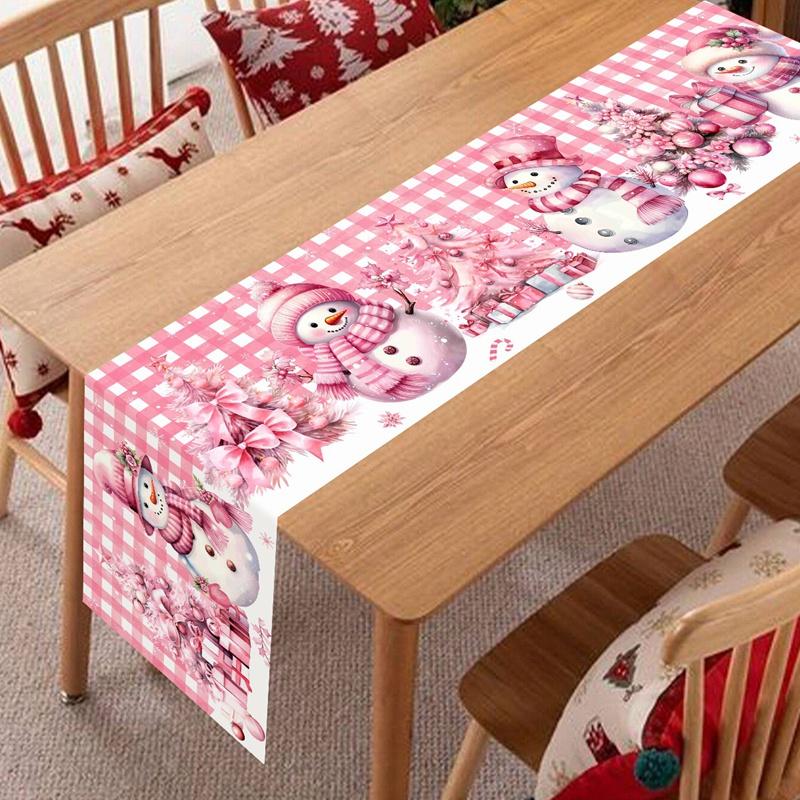 Christmas Table Runner Snowman Tablecloth Christmas Decorations for Home 2026 Navidad Noel Xmas Table Ornaments New Year 2026
