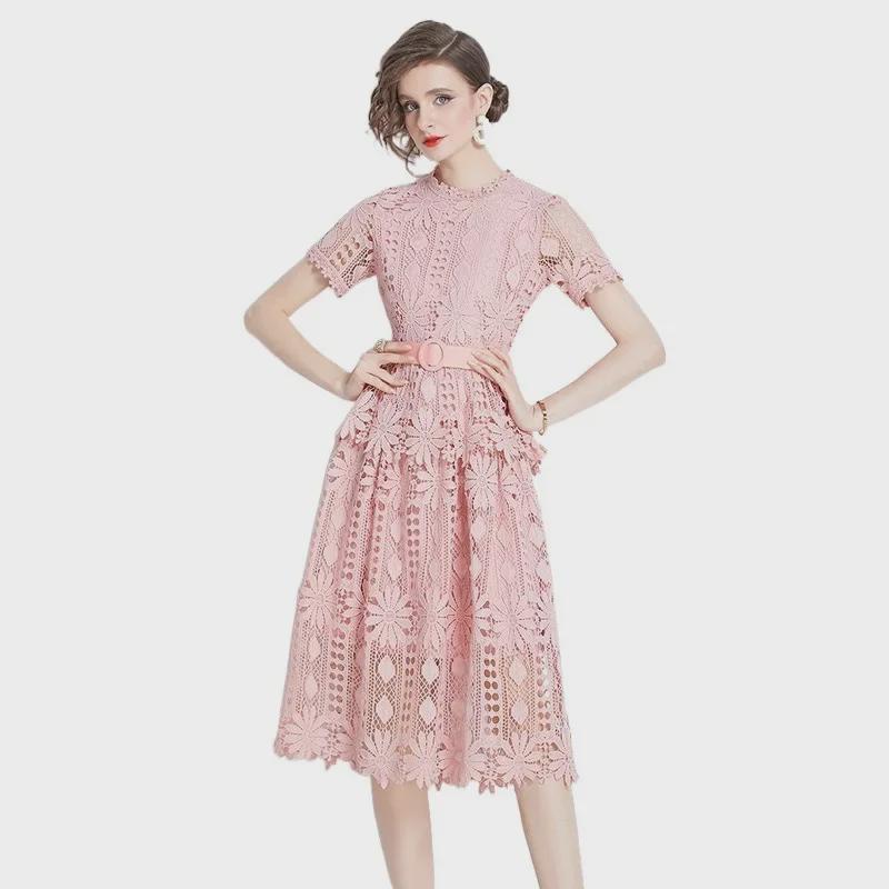 2024 Elegant Slim Lace Midi Dress