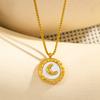 Moon Pendant Necklace for Women - 18K Gold Plated Stainless Steel, Hypoallergenic Charm Jewelry Gift for Daily Wear