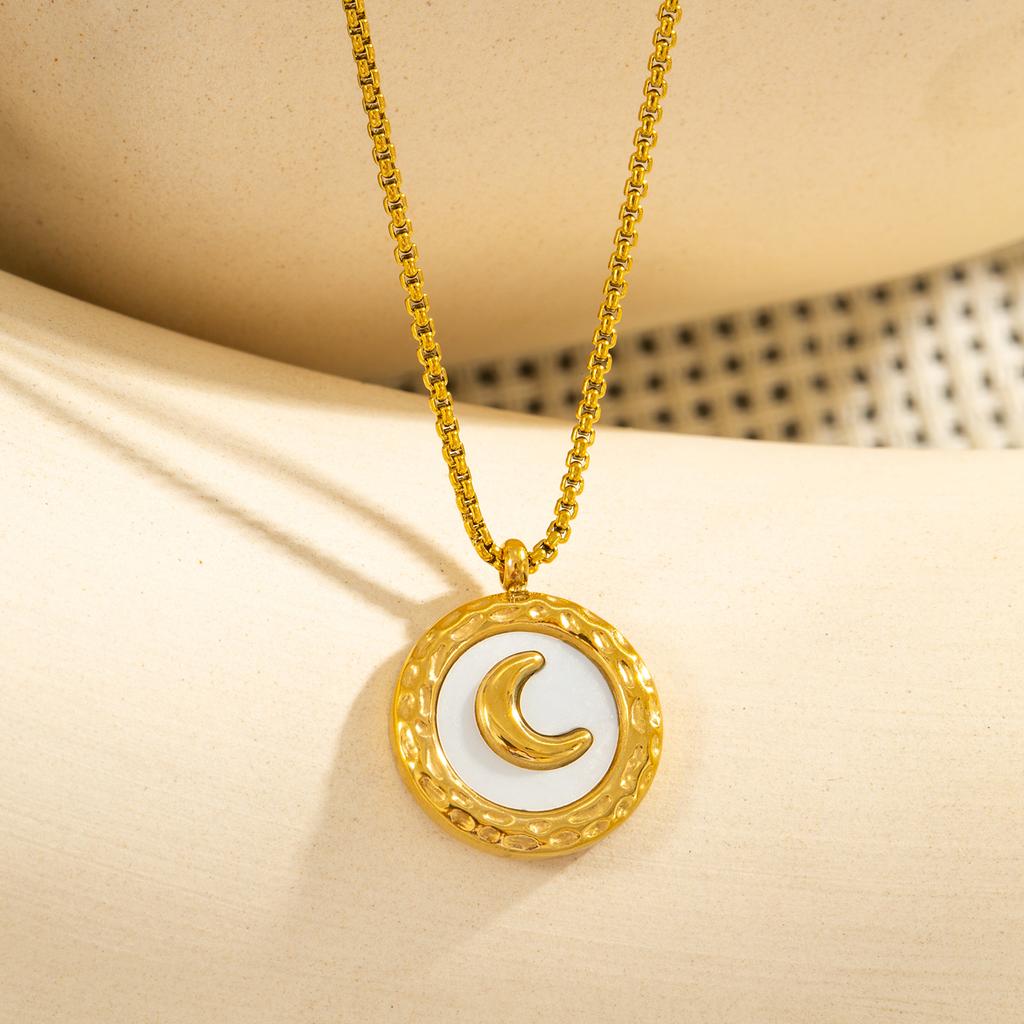 Moon Pendant Necklace for Women - 18K Gold Plated Stainless Steel, Hypoallergenic Charm Jewelry Gift for Daily Wear