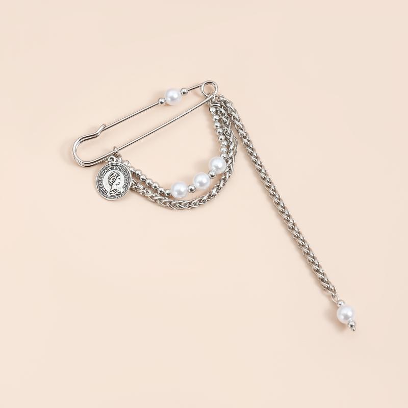Přehnaná Dlouhá Třásně Řetízek Brož Dámská Ručně Vyráběná Perlová Multifunkční Bezpečnostní Špendlík Kalhoty Oblečení Dekor