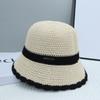 Korean-style Japanese straw fisherman hat for women with metal logo, makes the face look smaller, fully covers the face, breathable and