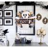Specter Wood Sign for Halloween Colorful Flower Wreath Festives Window and Wall Decoration Waterproof Door Ornament