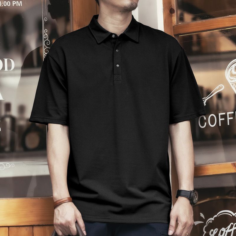Men's Oversized Short Sleeve Polo Shirt Casual Loose Solid Comfortable Daily Fashion Top