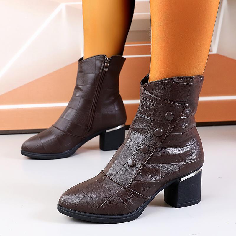 2024 Bestseller Damen Mittelhohe Weiche Leder Mittelhohe Martin Boots - Herbst/Winter Mode