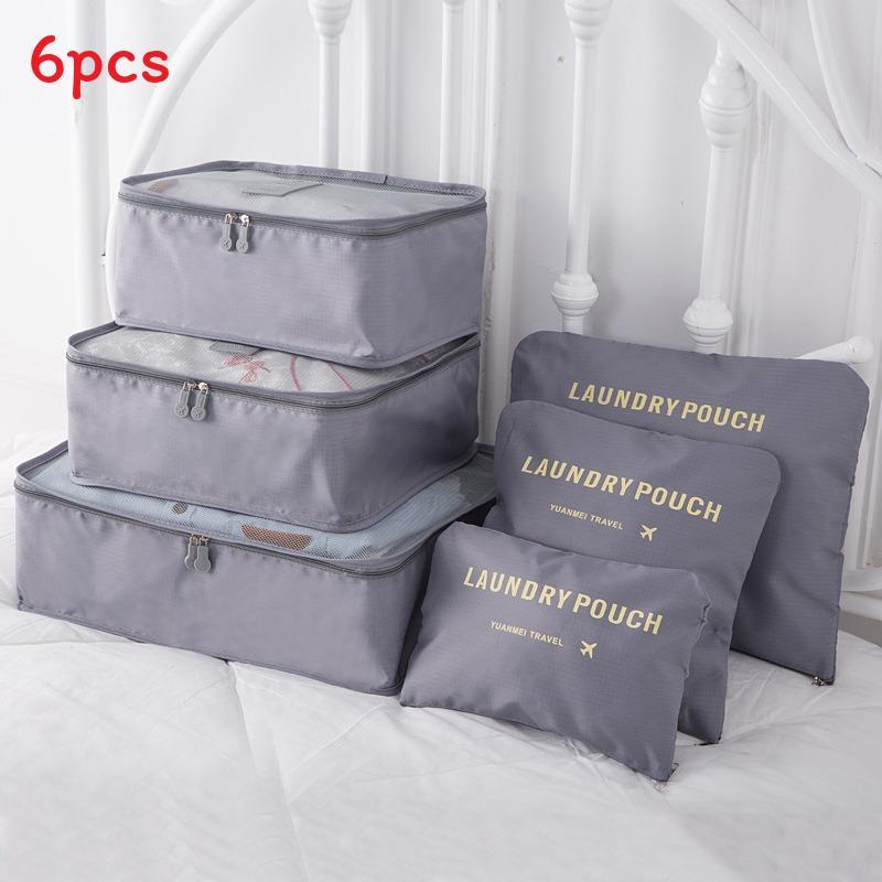 Travel Storage Bags Sixpiece Cubic Set With Multipurpose Compartments For Suitcase Organization