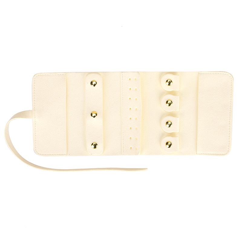 

Женский портативный дорожный органайзер для украшений в виде рулона для серег-пусетов и аксессуаров 24x10 cm белый