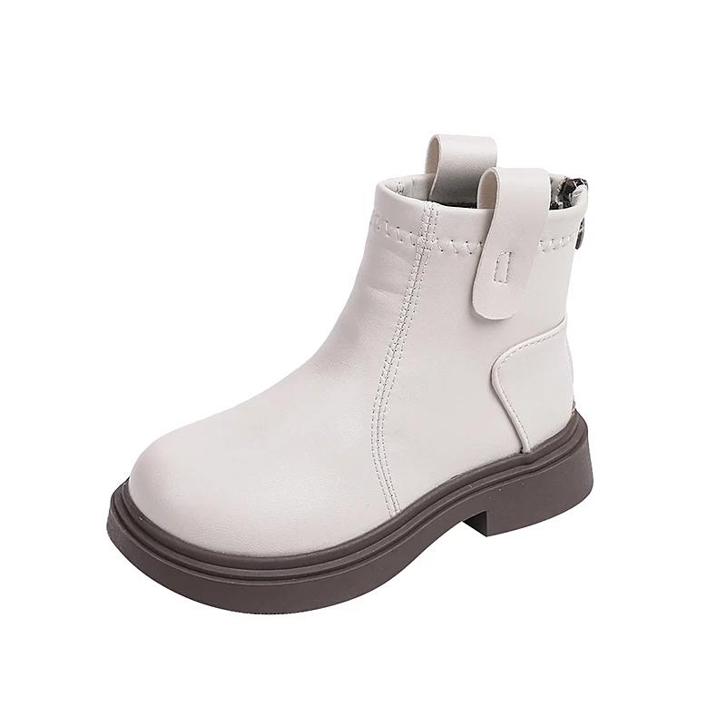 2024 New Kids Shoes Boots for Girl Round-toe Non-slip Toddlers Causal Boots Thick Bottom Versatile Children Ankle Boots Fashion