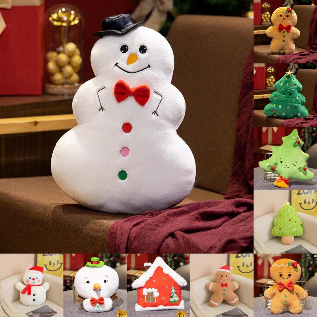 Gingerbread Man Snowman Christmas Tree Plush Daoll Pillow For Holiday Decor And Gift