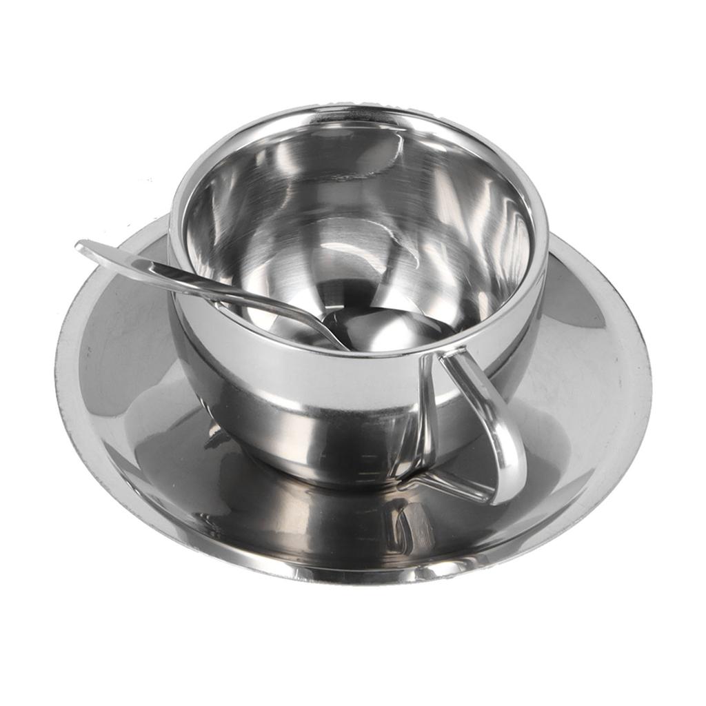 3 szt./zestaw Izolowany kubek do kawy Zestaw Kubki ze stali nierdzewnej z podwójnymi ściankami Kubek do herbaty mlecznej ze spodkiem łyżeczką