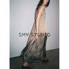 Summer New Women clothes Backless Hanging Neck Sling Silk Satin Texture Long Dress 8040019 9479245