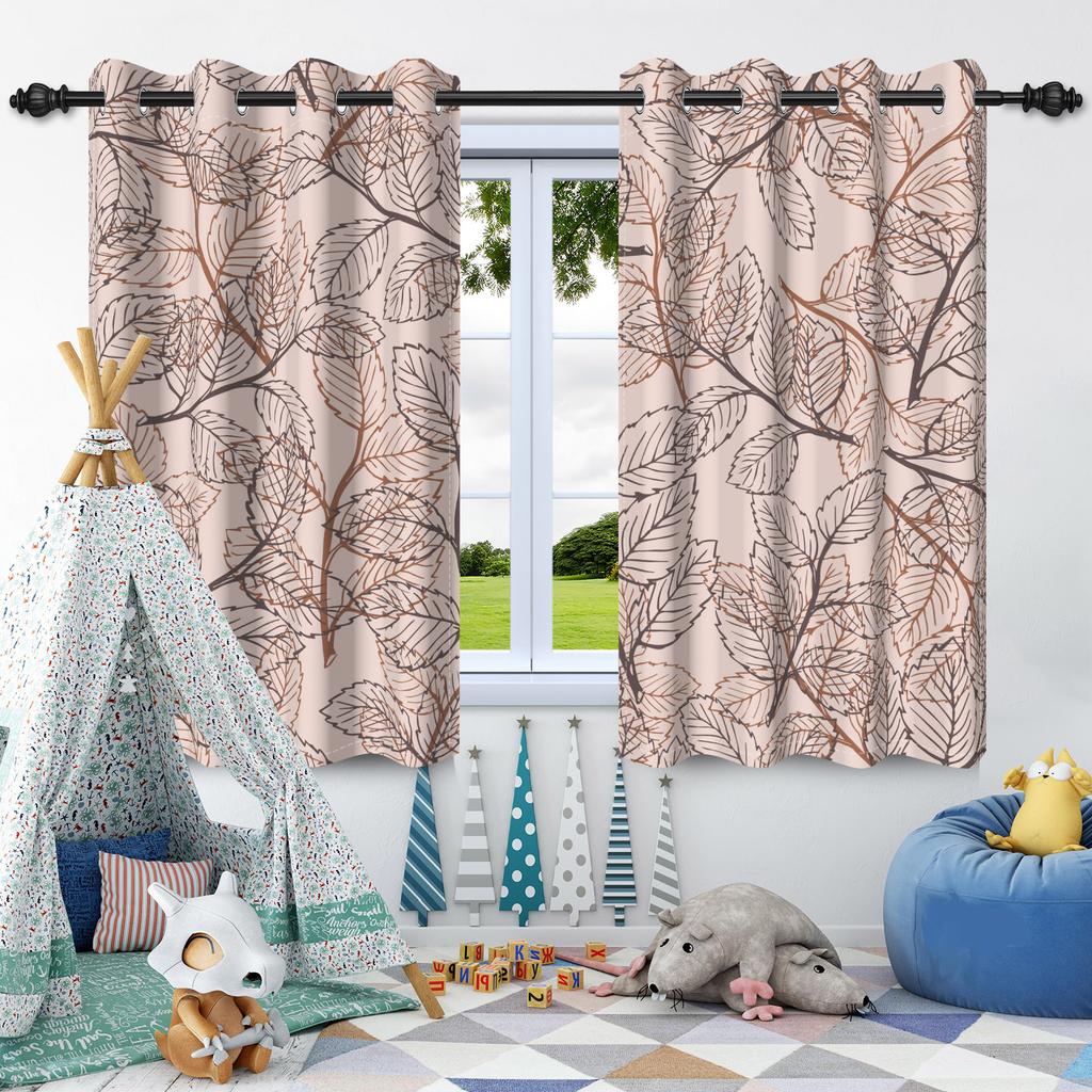 2pcs Fresh Flowers Plants Blackout Curtain Bedroom Privacy Partition Living Room Darkening Heat insulation Window Curtains