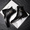 2025New Men's Boots Fashion Motorcycle Boots Luxury High-top Leather Boots for Men Business Pointed Short Boot Big Size45 Botas