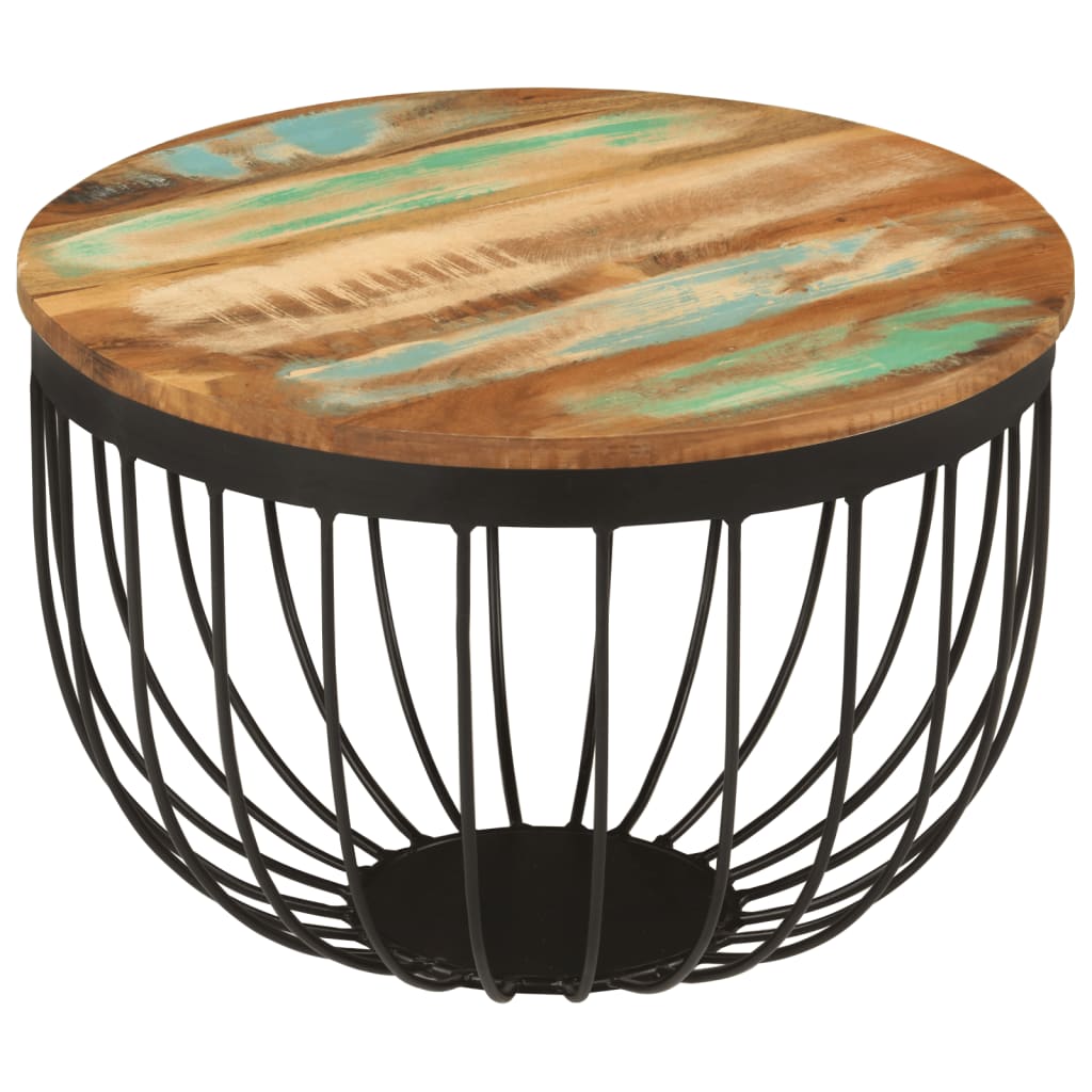 Coffee Table Ø50x35 Cm Solid Reclaimed Wood and Steel