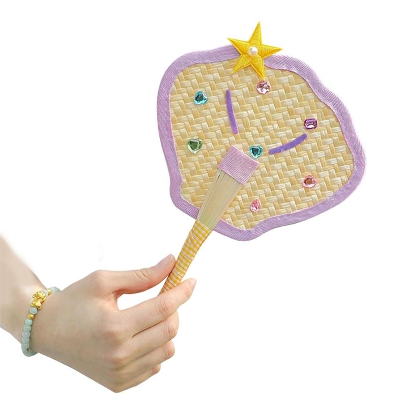 Portable Hand Photography Fan Natural Wheat Straw Decoration Beach Weddings Party Essential Cooling Accessories