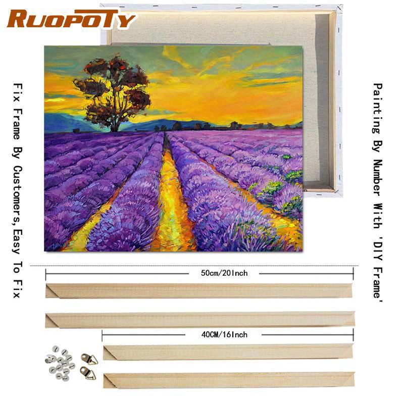 RUOPOTY Painting By Number Lavender Landscape Handpainted Unique Gift Picture Coloring By Numbers Balloon Children's Room Decor