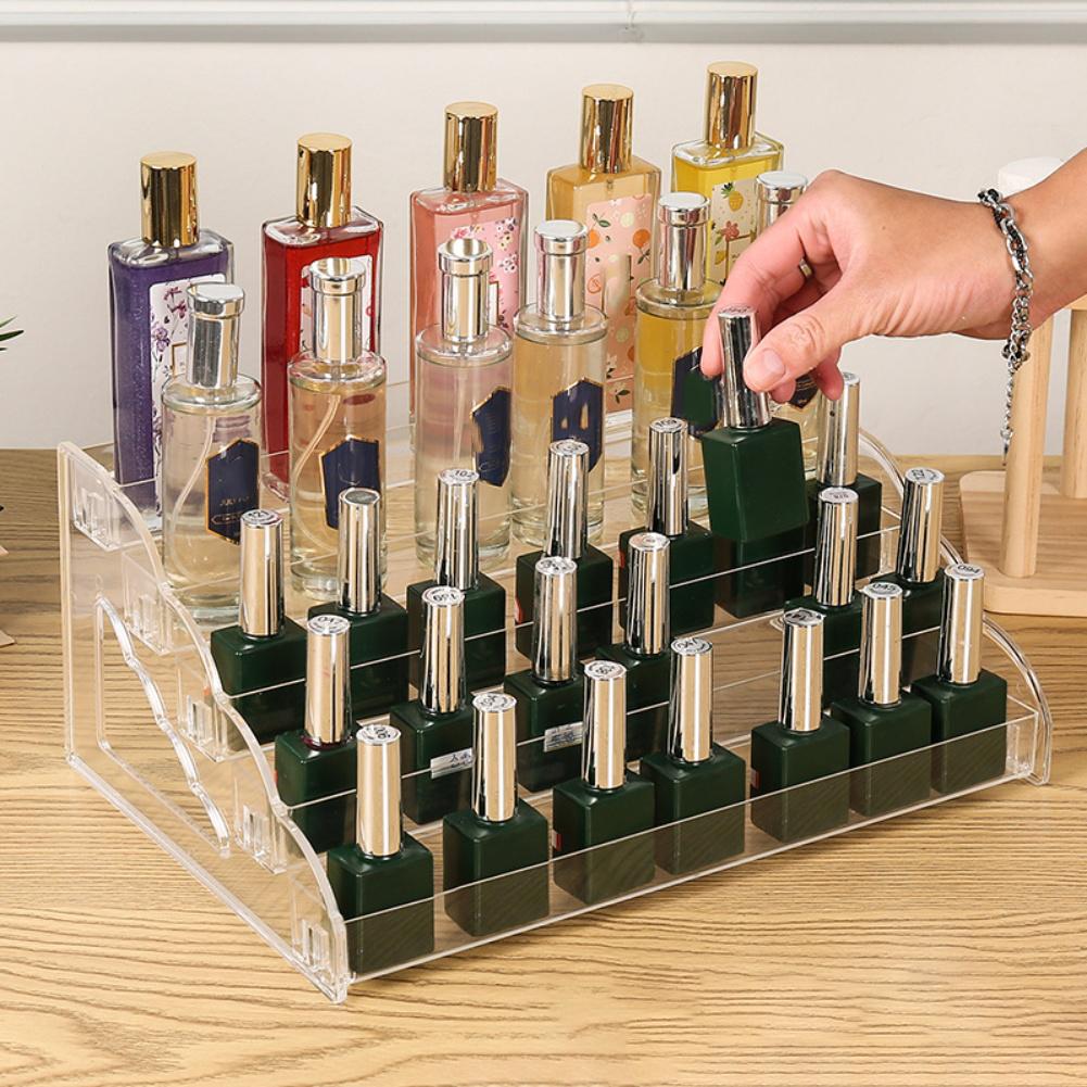 Acrylic 4 Tier Display Organizer Clear Stand for Perfume Makeup Desserts and Stable with Unique Multi Layer Design