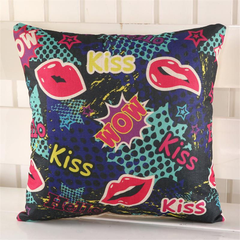 45x45cm Vintage Retro Flower Geometry Printed Home Sofa Chair Cushion Cover Cotton Linen Decorative Pillow Case