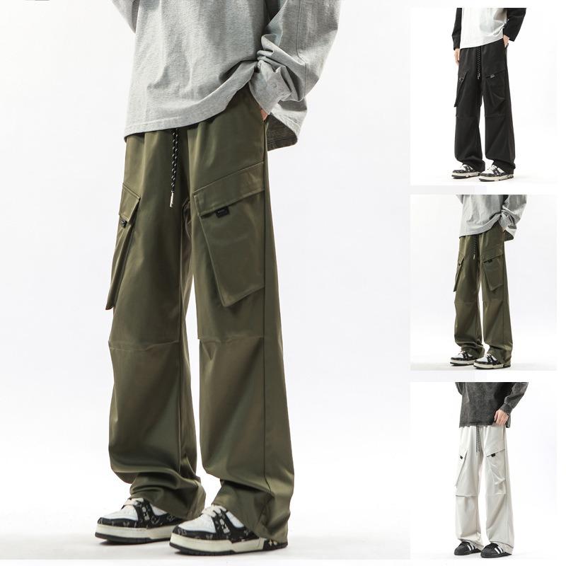 Spring and Autumn New Casual Pants Overalls Men's Versatile Wide-leg Loose and Loose Multi-pocket Trousers