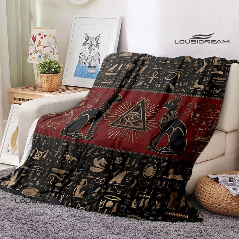 Egyptian Pictograph and Symbol Printing Blanket Children Warm Blankets Home Travel Soft and Comfortable Blanket Birthday Gift
