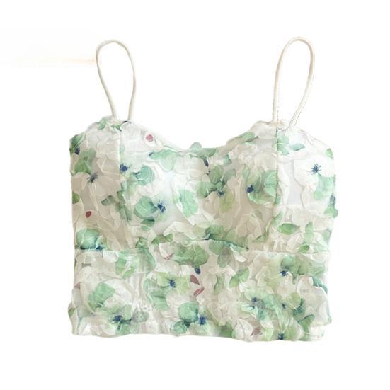 

Женский жилет-слинг, сексуальный, с вышивкой, кружевом на спине, с цветочным принтом, топ-слинг без рукавов, топы на подтяжках, бюстгальтер Beauty Back One Size светло-зеленый