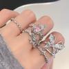 Pink Diamond Zircon Butterfly Opening High-End Ring Stacking Irregular French Personality Fashion Ring