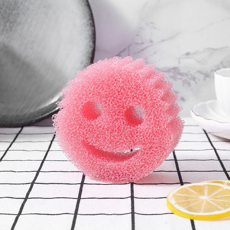 Cute Smiley Face Loofah Sponge Scrubber for Kitchen and Dishwashing