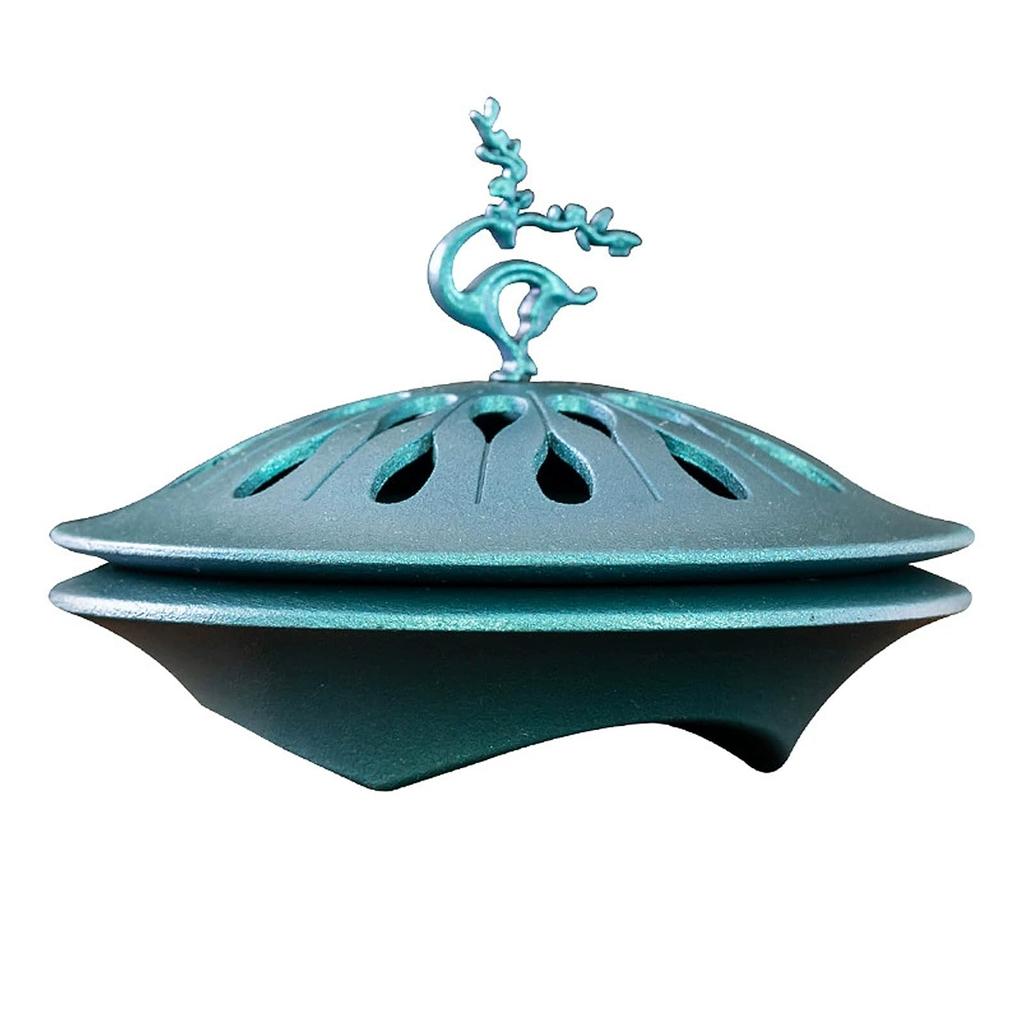 Stylish Alloy Incense Burner with Lid for Spiral Incense Sticks, Ideal for Buddhist Altars, Home Decor, Tea Ceremony, Study, Meditation, Yoga, and