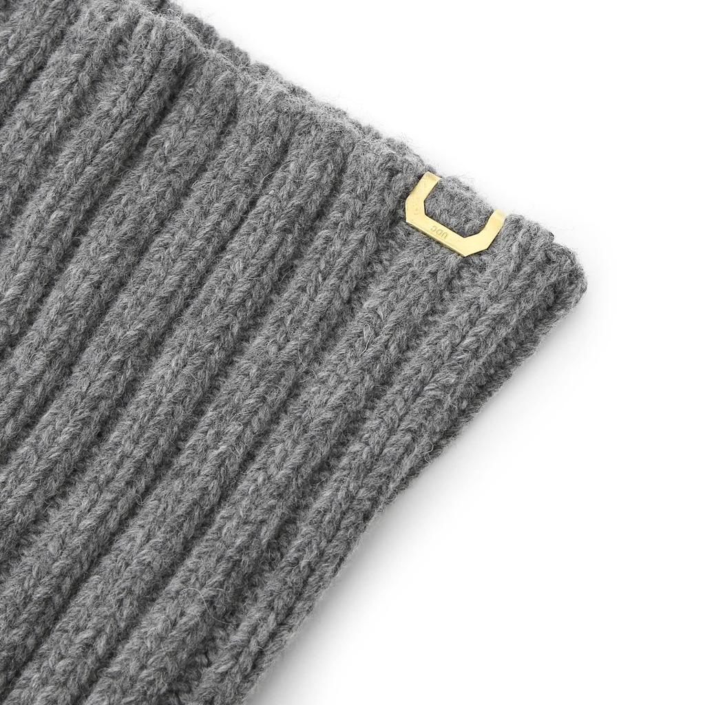 Gold Brass Label Unisex Autumn Winter Lambswool Mix Knit Warm Windproof Ribbed Scarf Korean Neck Gate [UNDERCONTROL] Women's (Gray)