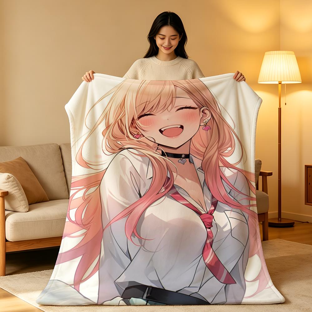 Anime M-My Dress Up Darling Throw High-Density Short Plush Blanket Soft Skin-Friendly for Sofa Nap Air-Conditioned Room