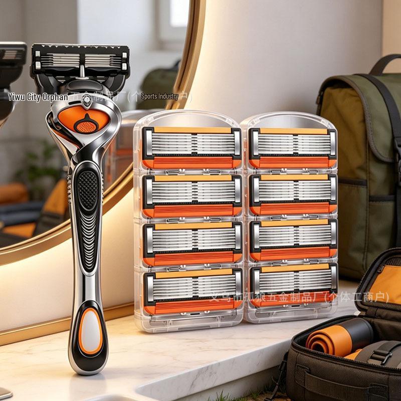 Men's 6-Layer Old-Fashioned Manual Razor Blade for Shaving Beard & Mustache