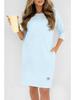 2025 Summer Women's Solid Color Long Sleeve Loose Casual Dress with Round Neck