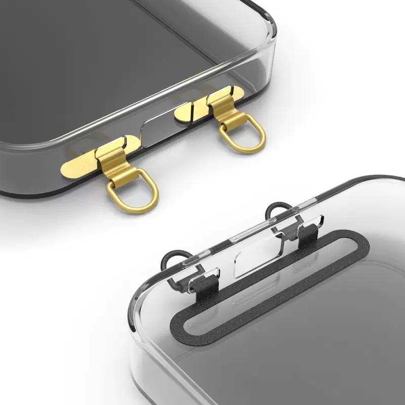 4/1Pcs Ultra Thin Metal Lanyard Patch For iPhone 16 15 14 13 Dual Hole Phone Case Hanging Card Stainless Steel Connector Gasket