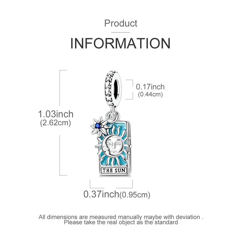 Charms Copper Sun Star Moon Tarot Card Pendants Fit Charms Plata Original Bracelet Beads Women Jewellery Making Diy