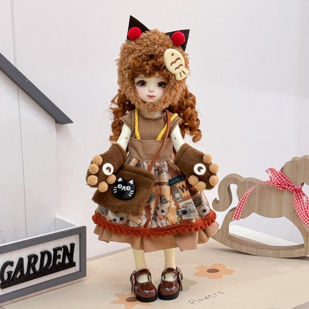 Cute Fashion 1/6 Bjd Doll Outfit With Hat Pretty 30Cm Doll Clothes Casual Set Casual Doll Dress Set Girls Toy Gifts