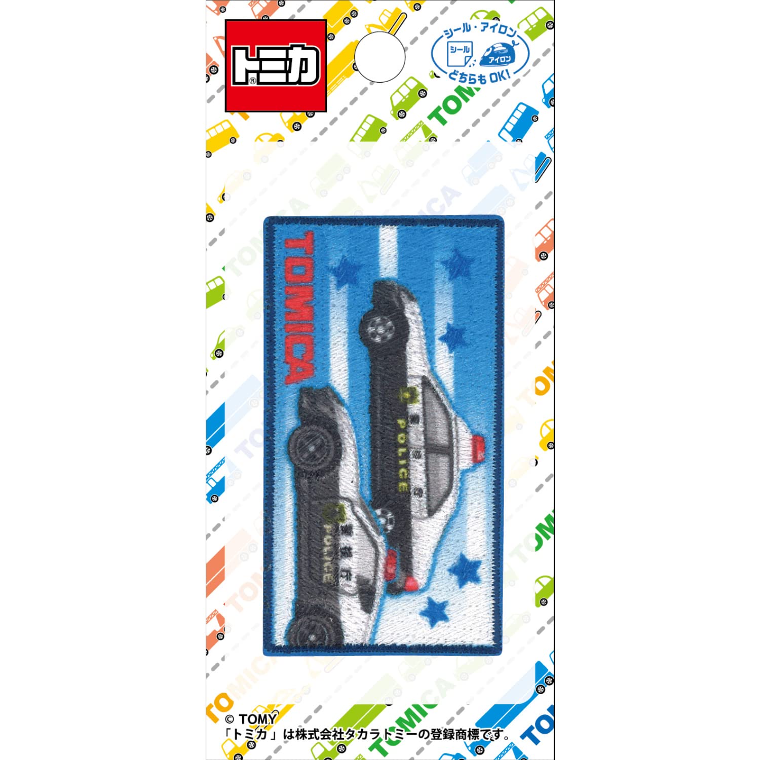 

Pioneer Tomica Patrol Car 70mm wide x 30mm Patch, long, Sticker/Iron-on Adhesive, TOM550-TOM41