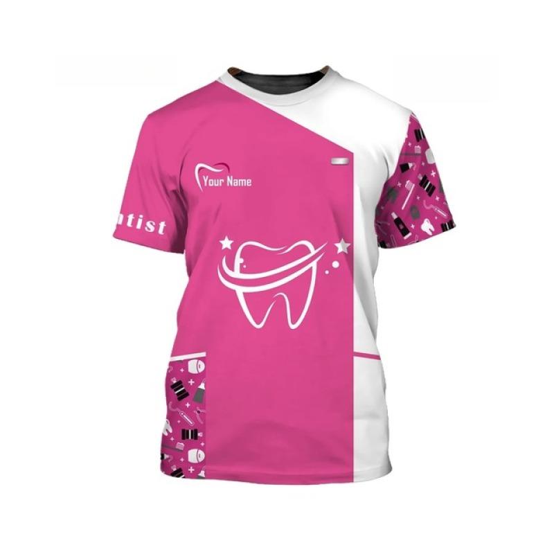 

Рубашки для стоматологов, персонализированная женская футболка с круглым вырезом для медсестер, униформа, комбинезон с короткими рукавами и 3D принтом, женская одежда больших размеров L