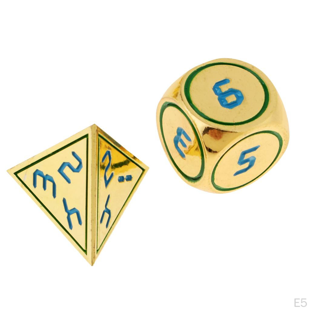7 Pcs. Vintage D4 D20 Metal Cube For Board Game, Zinc Alloy