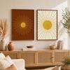 Boho Abstract Wall Art, Nordic Sun Canvas Paintings, Minimalist Sunburst Poster Prints for Living Room Bedroom Wall Decor