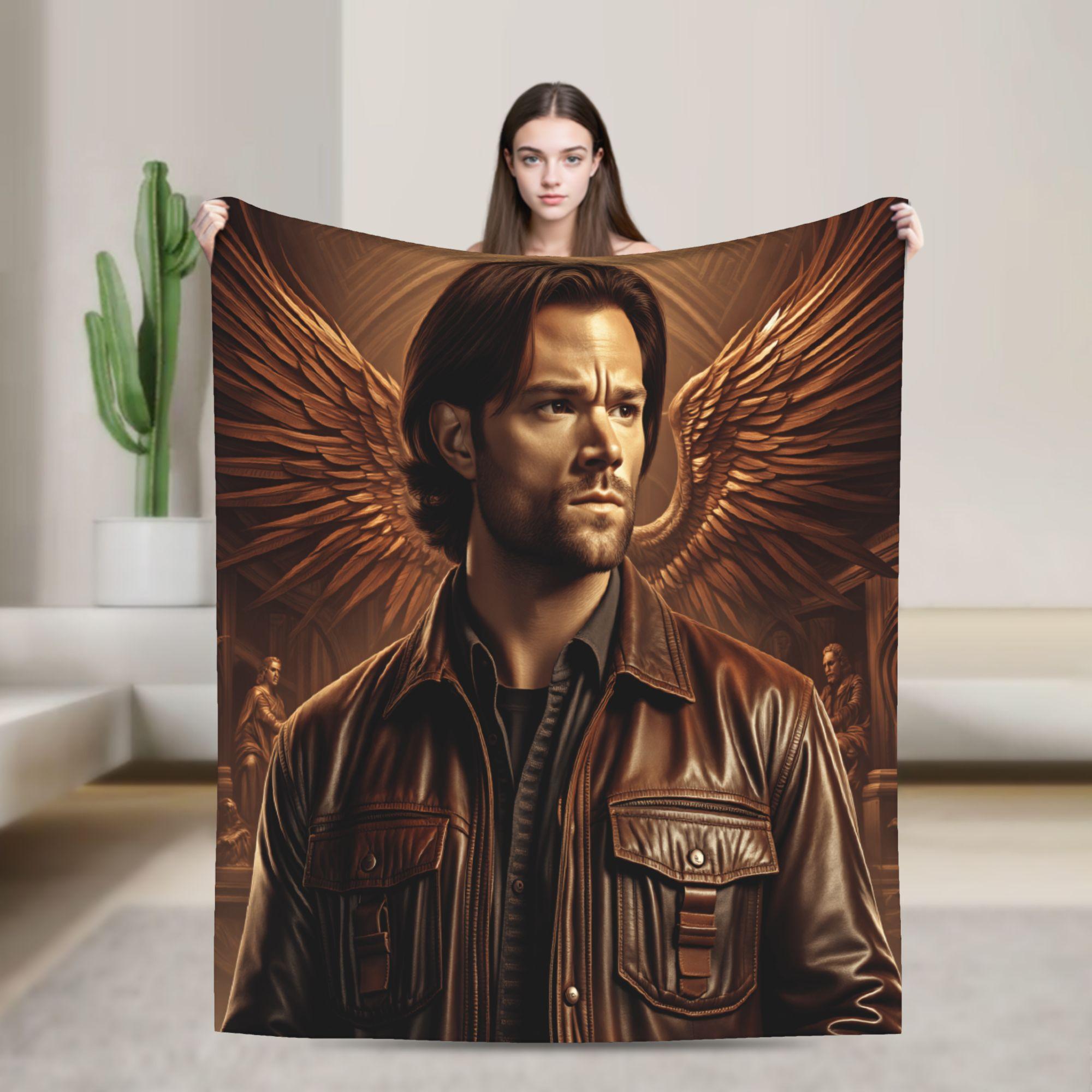 Sam Winchester Supernatural Blanket  Travel Flannel Throw Blanket For Home Decor Warm Soft Custom DIY Bedspread Gift Idea 75X95CM