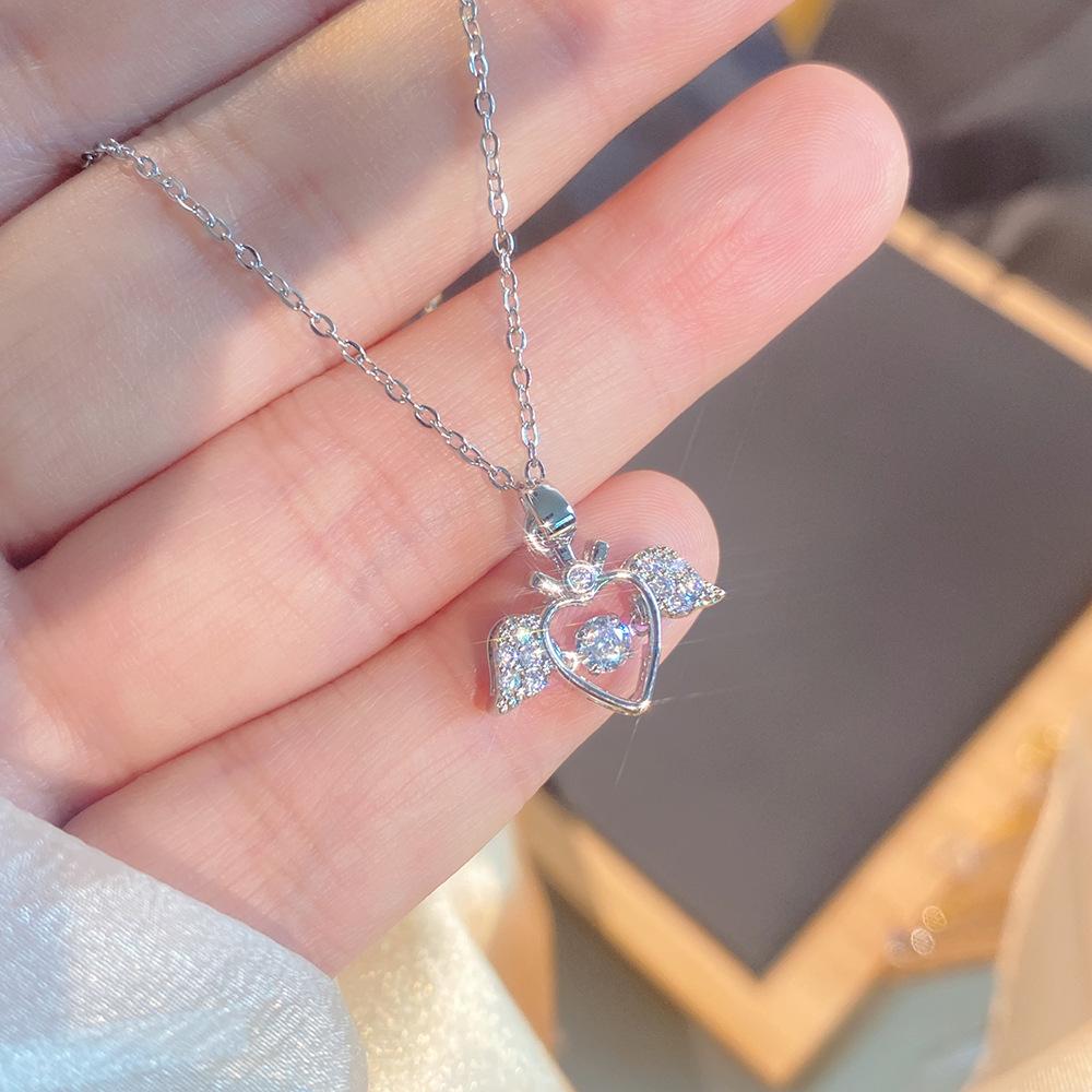 Light Luxury Full Diamond Inlaid Zircon Titanium Steel Clavicle Chain Fairy Versatile Delicate Necklace Gift for Girlfriend