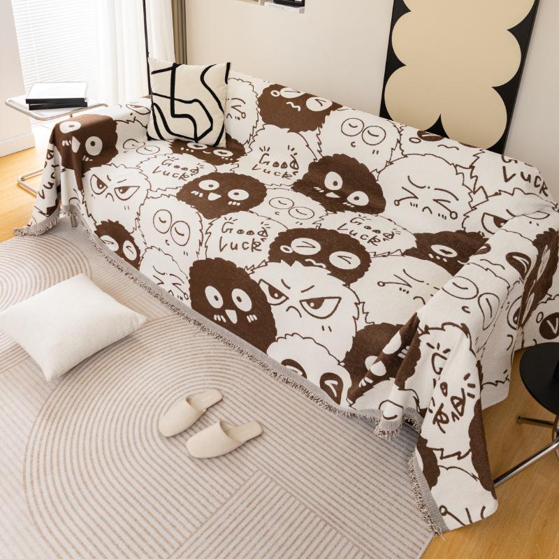 Cartoon Anime Chenille Sofa All-inclusive Cover Towel for All Seasons Thickened Dustproof and Cat Scratchproof Sofa Towel Blanket